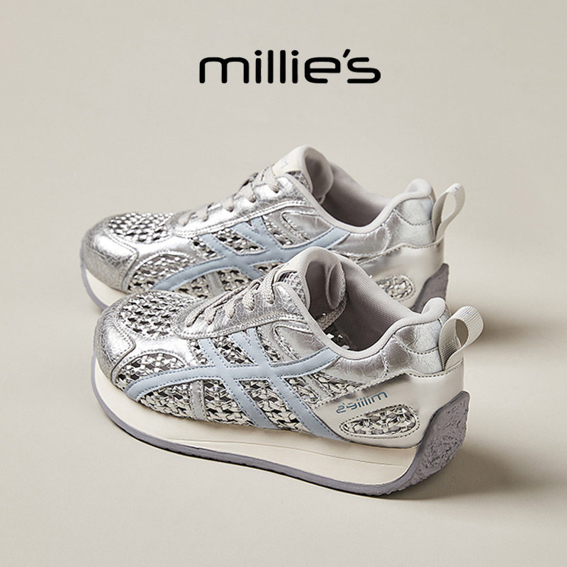 MILLIE'S/妙丽厚底增高镂空设计感时尚休闲百搭运动鞋阿甘鞋女鞋