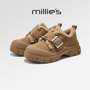 圆头厚底美拉德风小众独特保暖加绒雪地靴冬季 妙丽正品 MILLIE