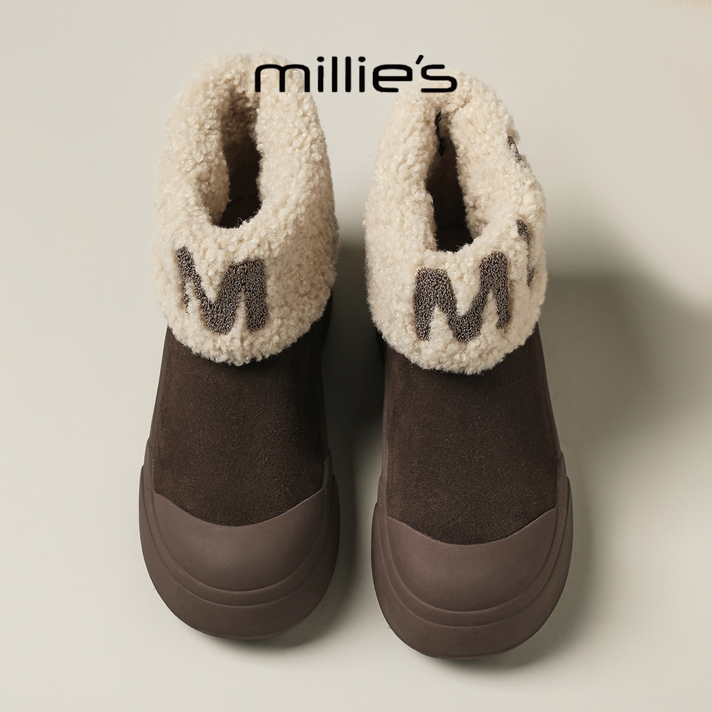 MILLIE'S/妙丽2026新款舒适加绒加厚保暖厚底棉靴复古时尚雪地靴