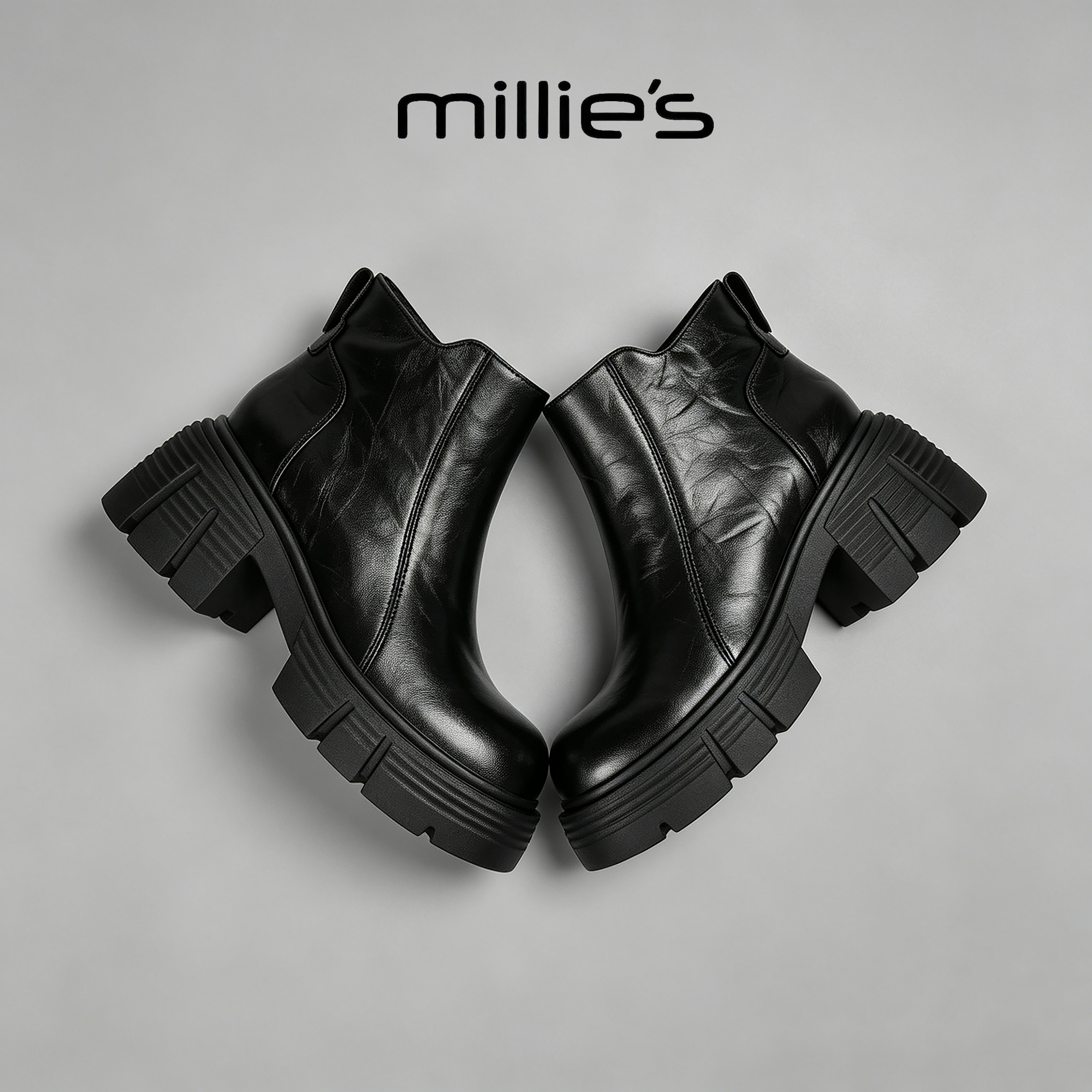 MILLIE'S/妙丽真皮厚底马丁靴