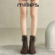 MILLIE 系带短靴复古马丁靴 英伦风真皮骑士靴女春季 妙丽新款