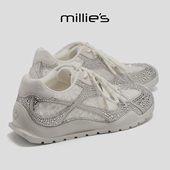 新款 妙丽2026春季 水钻装 饰德训鞋 百搭舒适 MILLIE 女休闲运动鞋