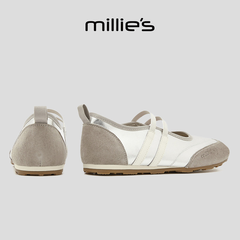 MILLIE'S/妙丽圆头平底镂空设计高级感绝美气质时尚休闲百搭凉鞋