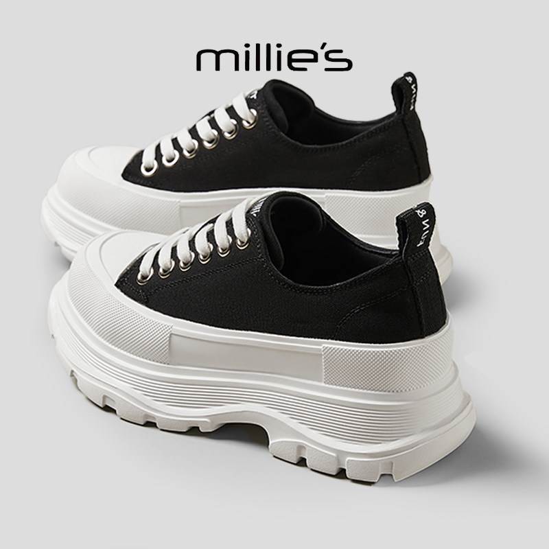 MILLIE'S/妙丽真皮厚底小白鞋