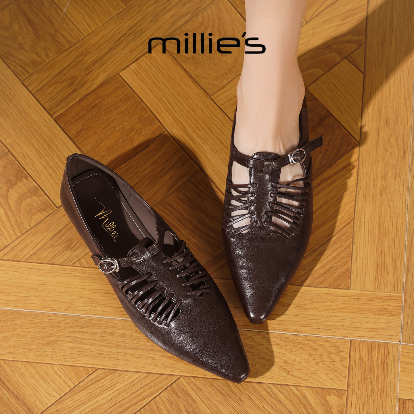 MILLIE'S/妙丽2025新款法式复古玛丽珍鞋女平底单鞋芭蕾舞鞋,女鞋,时尚芭蕾鞋,淘宝优惠券,粉丝福利购,淘宝优惠卷