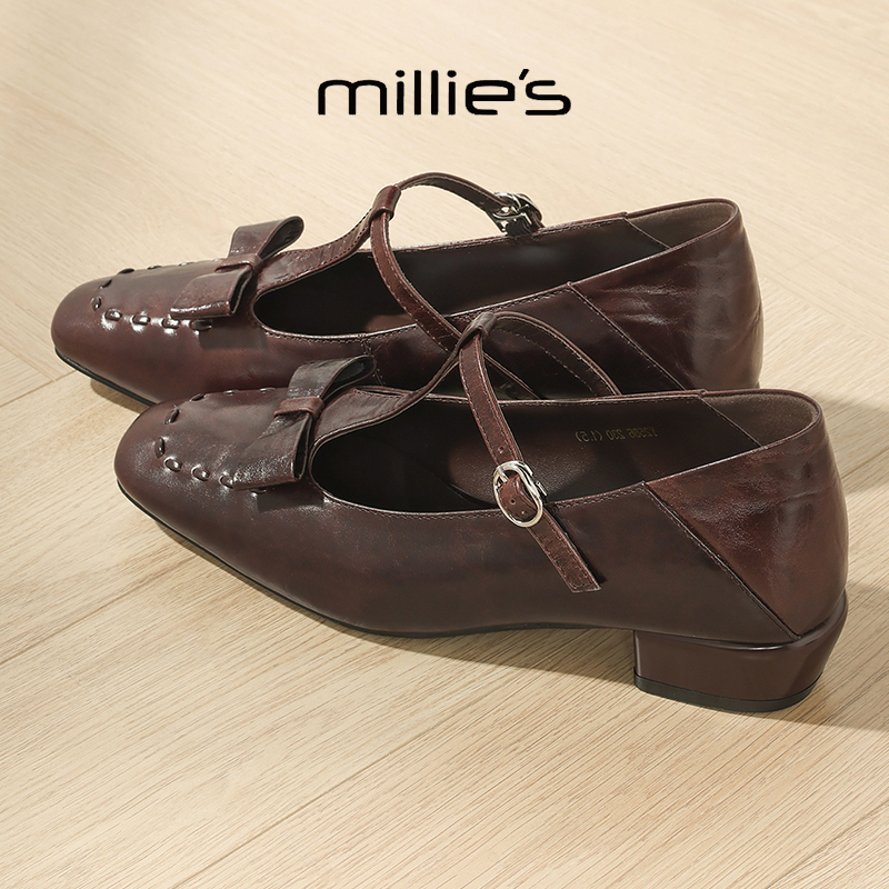 MILLIE'S低跟复古风玛丽珍鞋