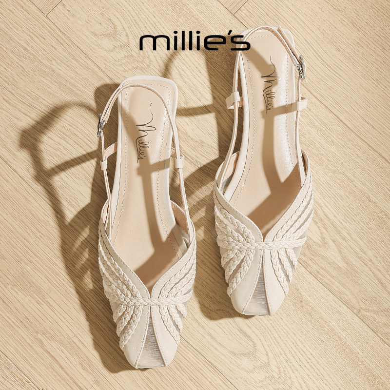 MILLIE'S/妙丽尖头粗跟凉鞋