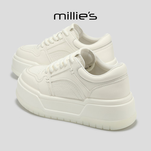 MILLIE'S/妙丽厚底增高小白鞋