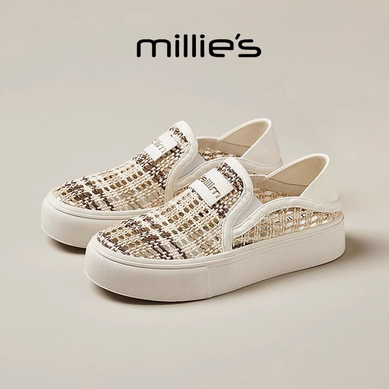 MILLIE'S/妙丽圆头平底一脚蹬网纱透气时尚休闲百搭款渔夫鞋女鞋,女鞋,渔夫鞋,淘宝优惠券,粉丝福利购,淘宝优惠卷