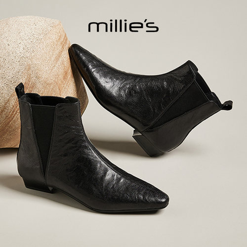 MILLIE'S/妙丽真皮复古马丁靴