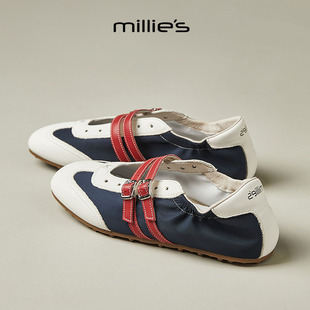 休闲德训鞋 MILLIE 独特别致设计感时尚 妙丽圆头平底罗马风格 女