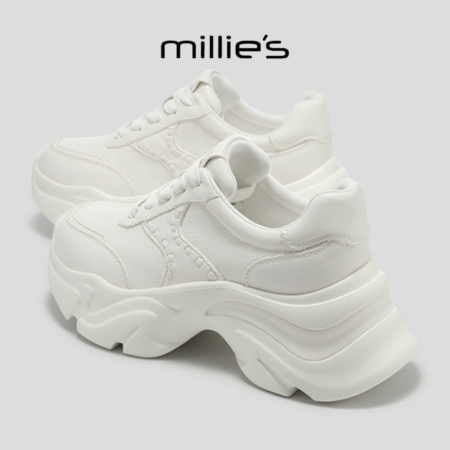MILLIE'S/妙丽真皮厚底老爹鞋