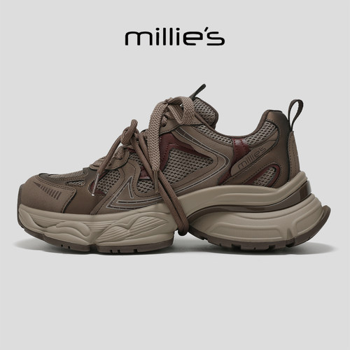 MILLIE'S/妙丽真皮厚底老爹鞋