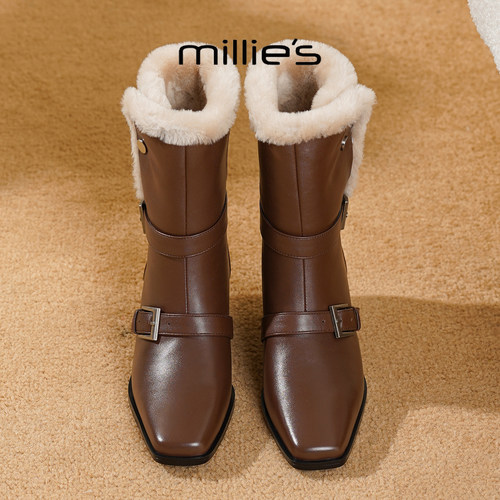 顺丰包邮妙丽加绒保暖毛毛短靴