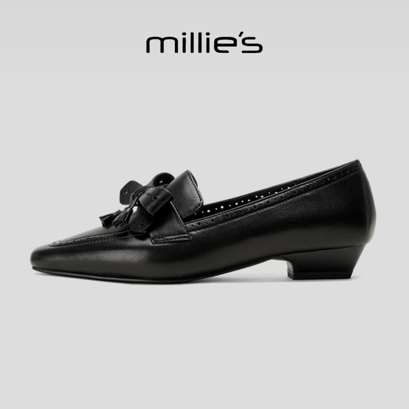 MILLIE'S/妙丽蝴蝶结浅口单鞋