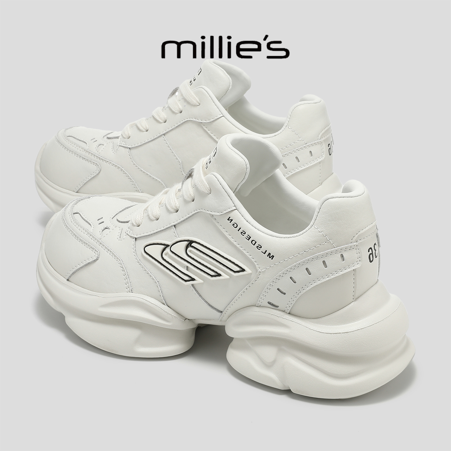 MILLIE'S/妙丽真皮厚底老爹鞋女