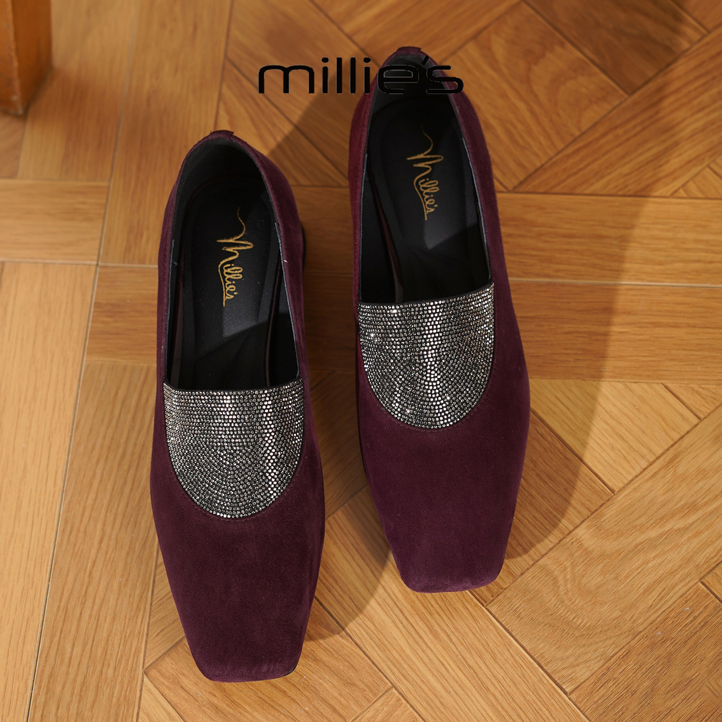 MILLIE'S/妙丽真皮方头单鞋