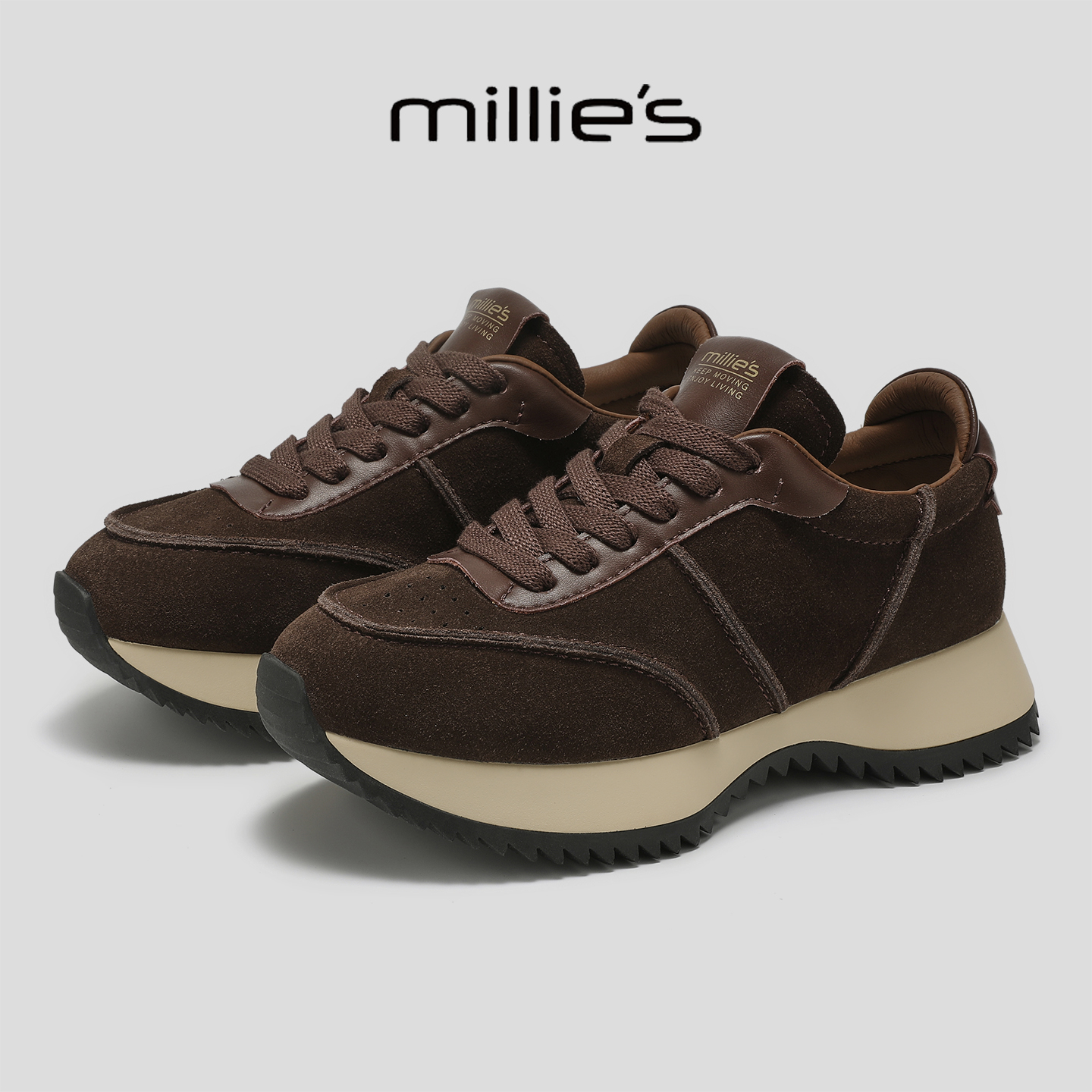 MILLIE'S/妙丽2025新款复古德训鞋休闲运动鞋阔腿裤搭配的鞋子