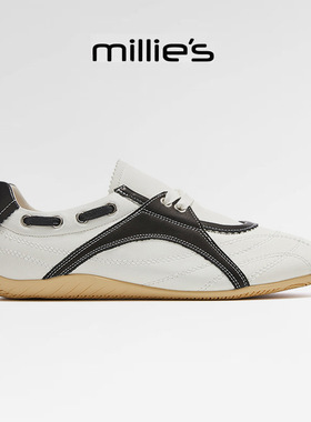 MILLIE'S/妙丽圆头低跟复古风日常舒适雨鞋休闲时尚玛丽珍鞋