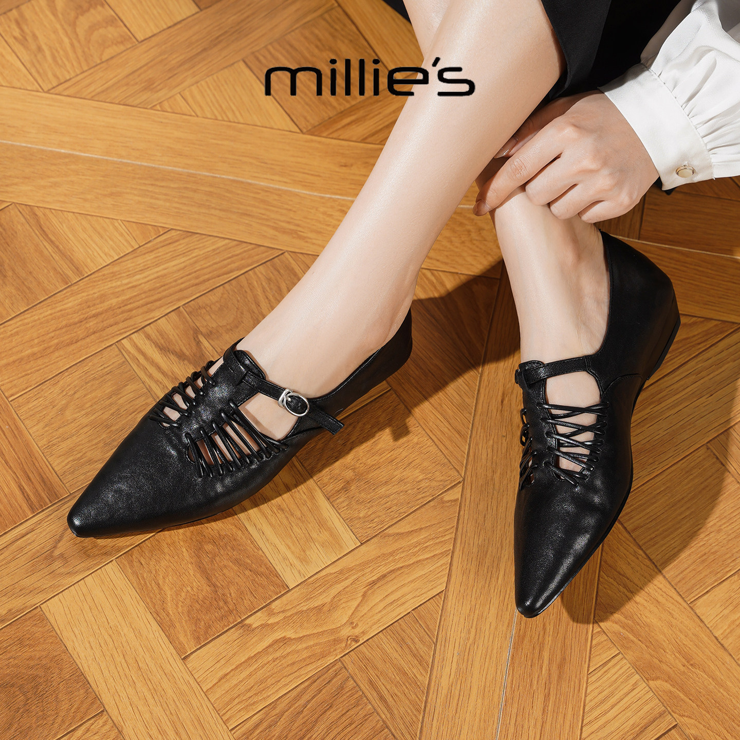 MILLIE'S/妙丽2025新款法式复古小众气质粗跟绝美配裙子交叉绑带,女鞋,玛丽珍鞋,淘宝优惠券,粉丝福利购,淘宝优惠卷