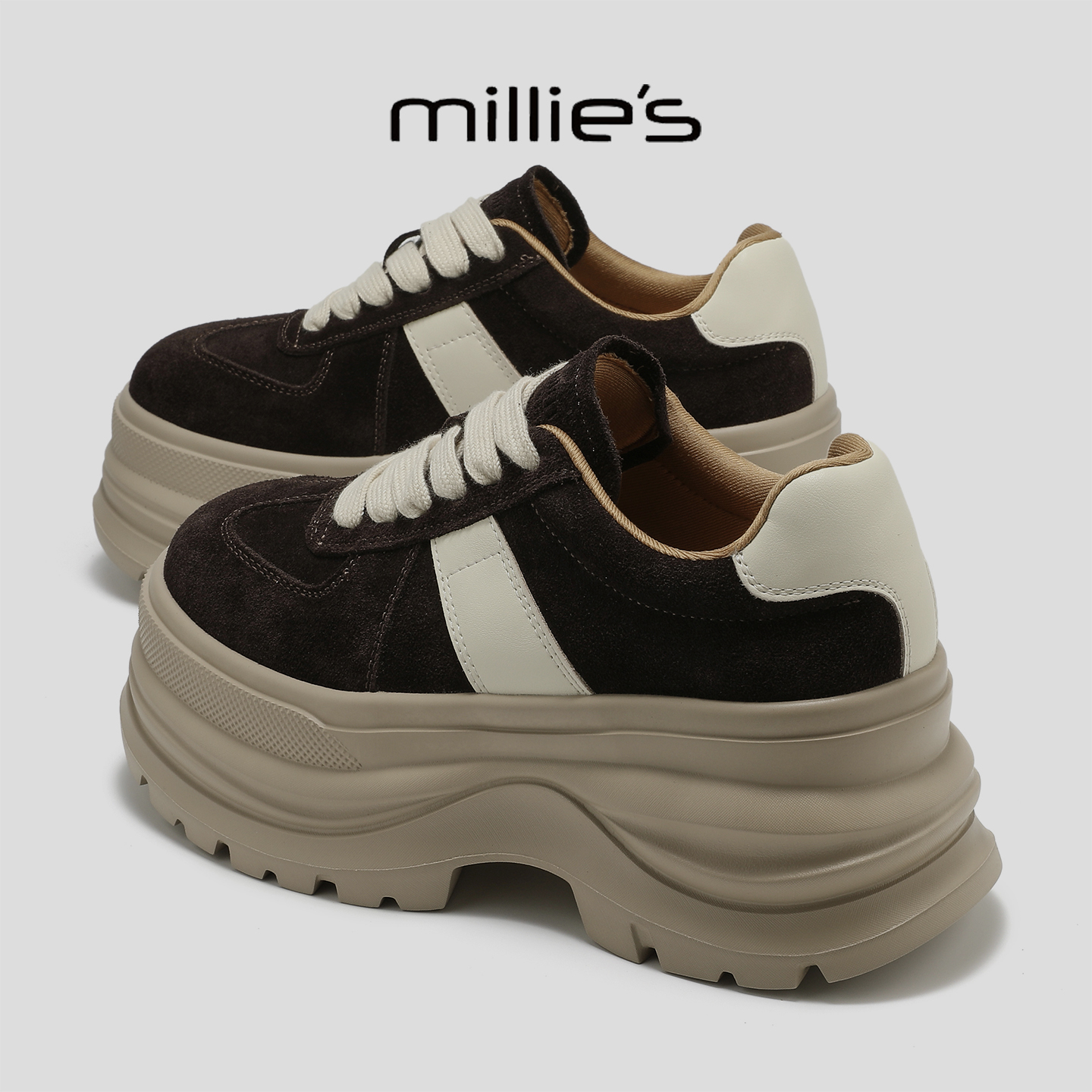 MILLIE'S/妙丽真皮厚底休闲鞋