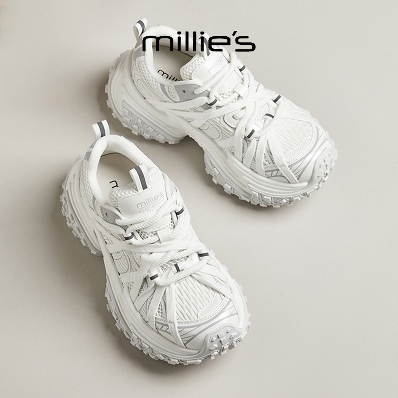 MILLIE'S/妙丽真皮厚底老爹鞋女