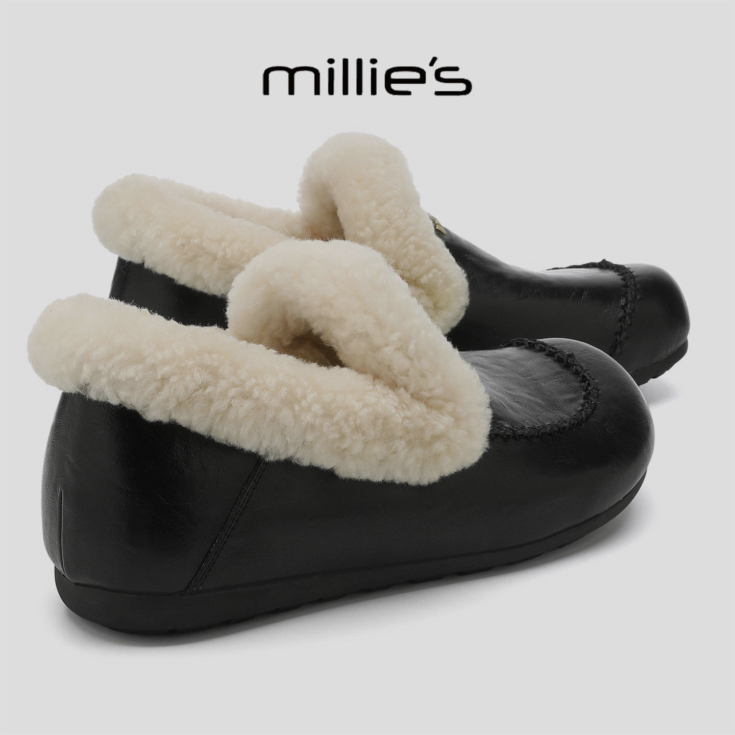 MILLIE'S/妙丽2025新款女鞋加绒保暖乐福鞋冬季时尚舒适毛毛鞋,女鞋,时尚雪地靴,淘宝优惠券,粉丝福利购,淘宝优惠卷