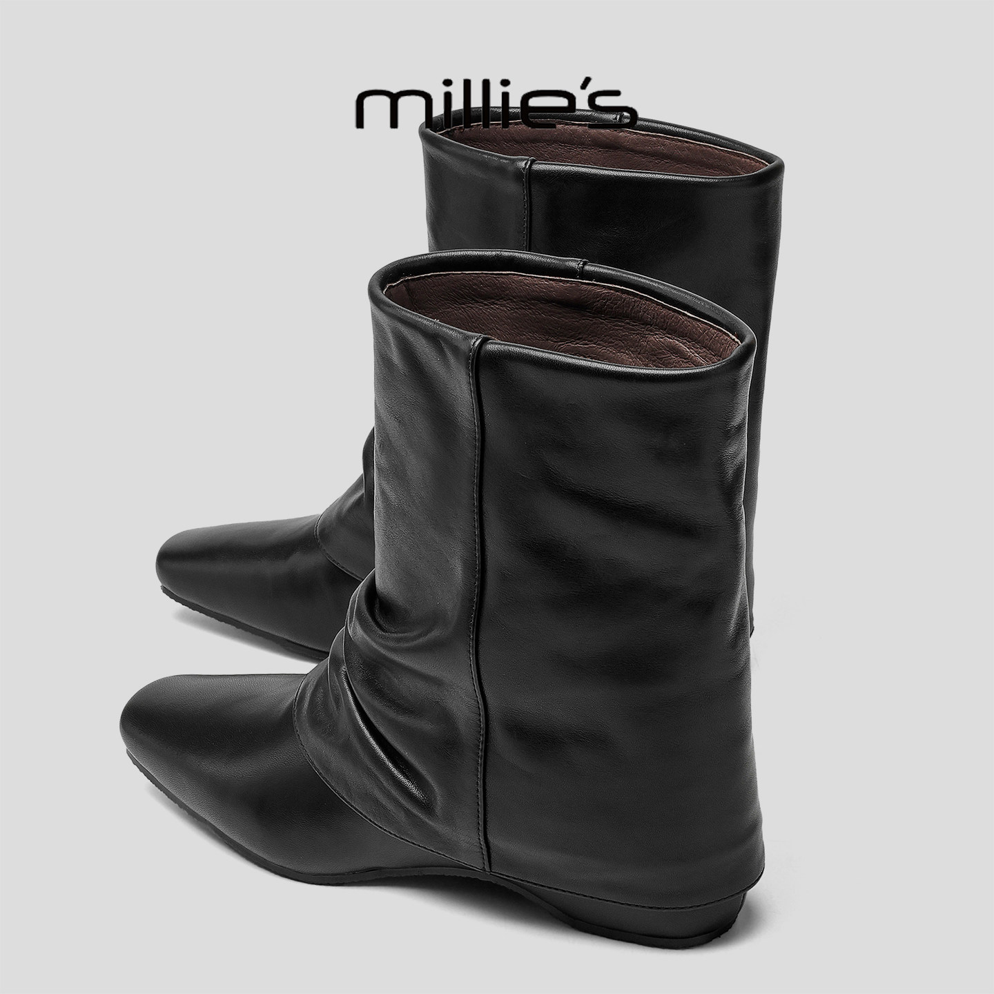 MILLIE'S/妙丽2025冬季新款羊皮加绒保暖马丁靴内增高复古时装靴Q,女鞋,马丁靴,淘宝优惠券,粉丝福利购,淘宝优惠卷
