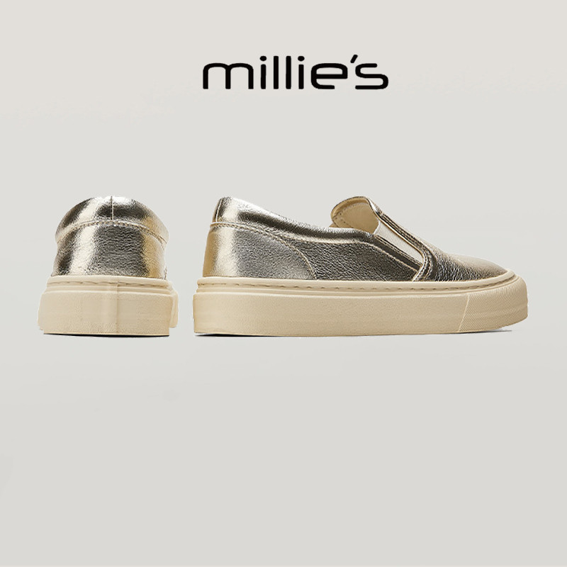 MILLIE'S/妙丽圆头厚底低帮鞋 套脚休闲鞋简约百搭乐福鞋一脚蹬