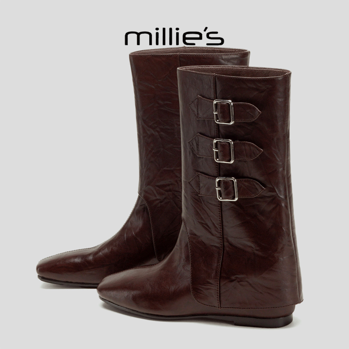 MILLIE'S/妙丽新款时尚百搭女士马丁靴厚底增高加绒复古休闲