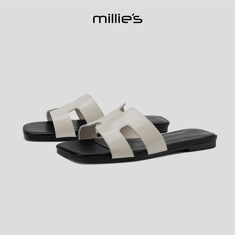 MILLIE'S/妙丽夏季新款2026防滑平底露趾女款时尚百搭沙滩凉拖鞋