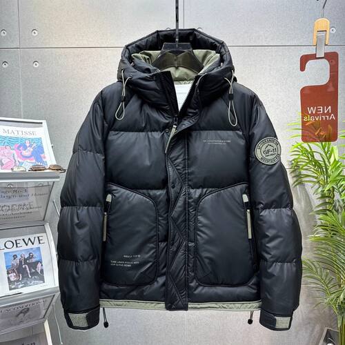 男士冬季加厚短款羽绒服免洗潮流连帽冬装上衣韩版时尚白鸭绒外套