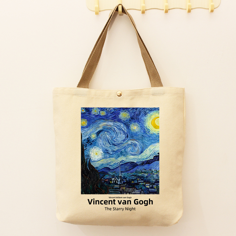 复古油画帆布袋包包女百搭大容量文字单肩帆布包新款手提袋男定制