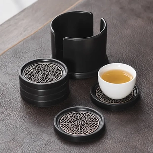 家用方形组合套装 电木茶杯垫功夫茶道圆形茶杯隔热垫杯托中式 配件