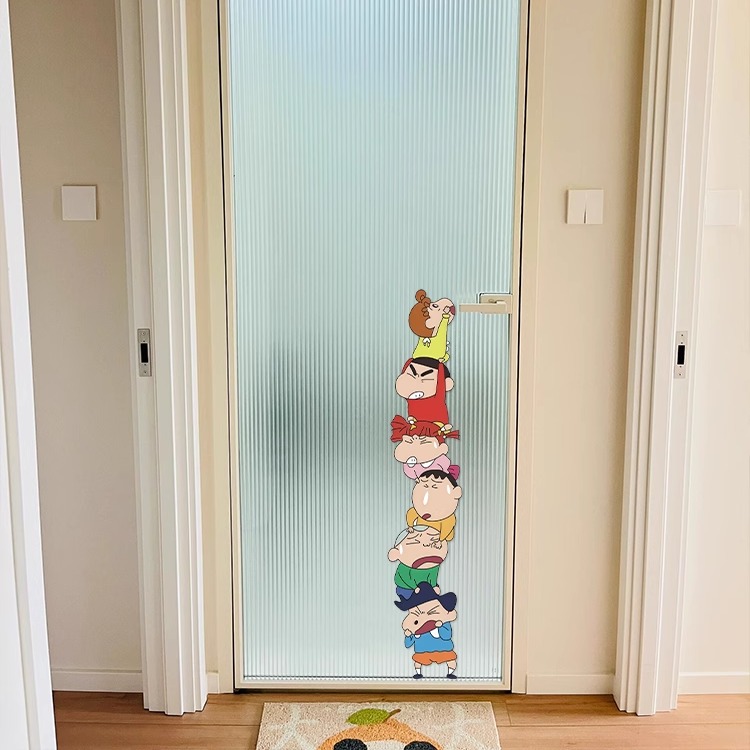 叠叠乐蜡笔小新卫生间浴室门贴纸厕所瓷砖镜子玻璃贴卡通装饰遮丑