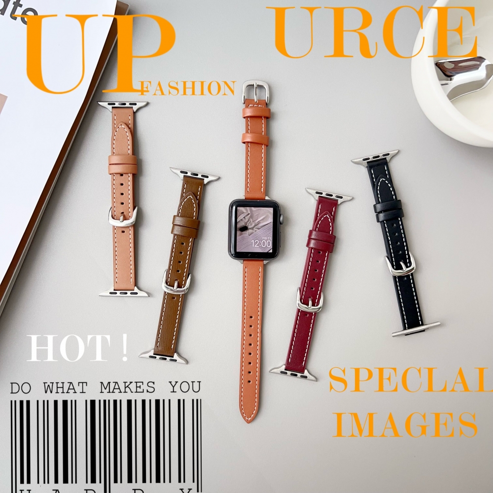 适用ApplewatchS98Ultra苹果iwatch7代65432手表带皮质女细款表带