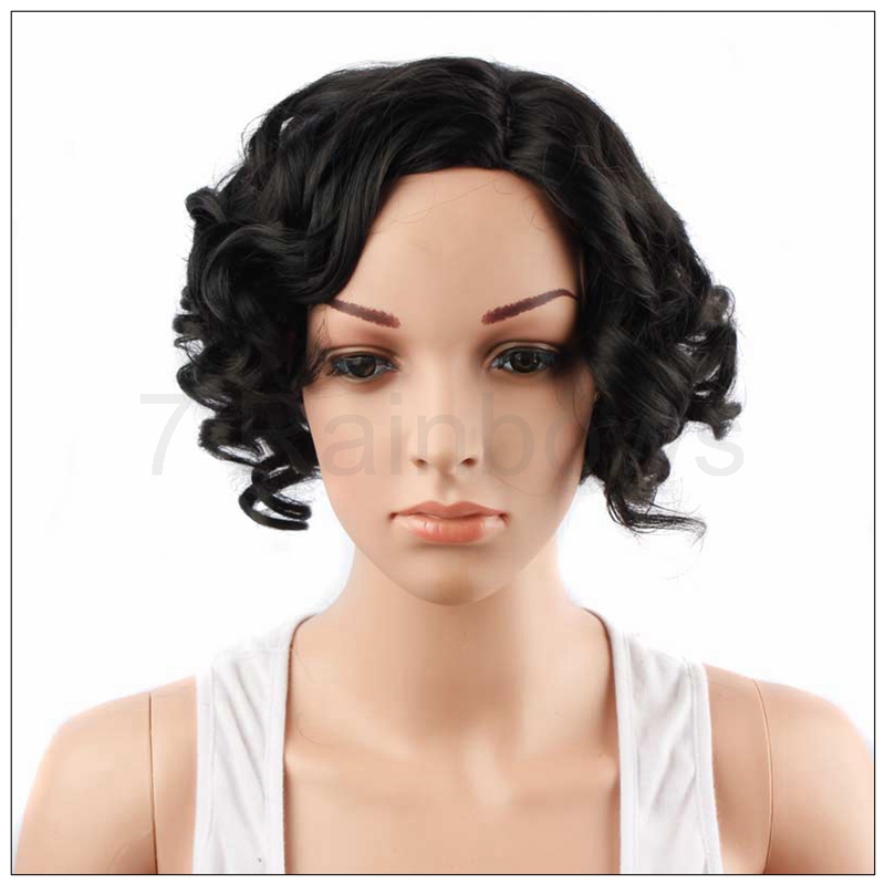 新品Afro Bob Wigs Black Short Curly Wavy Hair Bob Wig假发女