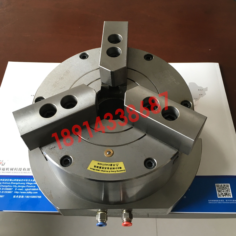 中空立式气动卡盘三爪KL160/200/250/6810寸TSQ钻铣床加工中心台