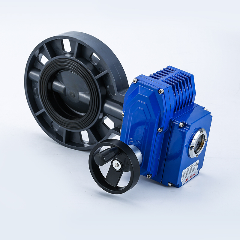 电动PVC塑料蝶阀电动塑料UPVC蝶阀220V对夹式DN200 80 100 65