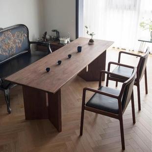 胡桃wyy20250色长全实书木餐桌饭桌原木大板条桌简约老板桌工作台