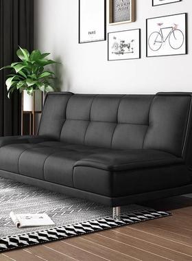 沙发客厅屋户OON型公卧室出租房实木折寓叠两用小小皮沙发床包邮