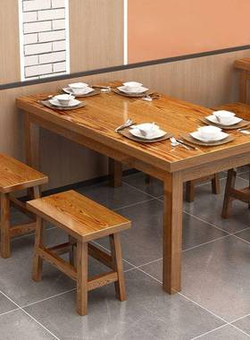 面桌馆饭店小吃店餐桌椅餐桌组合堂实ESY椅木餐馆食桌子餐厅烧烤