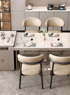 奶油风简约轻奢皮革金属椅家用酒店餐妆洽谈化椅出租DEY屋房靠背