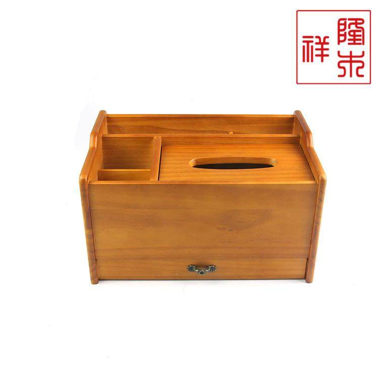 厂家供木质精美纸巾XLM-026欧盒式带抽屉收纳抽纸功盒应多纸能巾