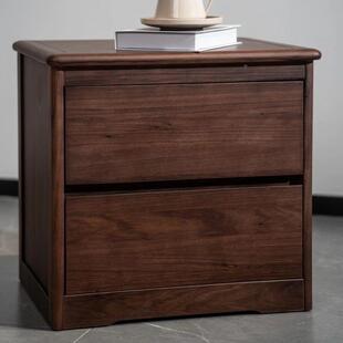 黑桃木现代中式轻奢床头柜物储卧收纳简约家用床胡边室双层实985