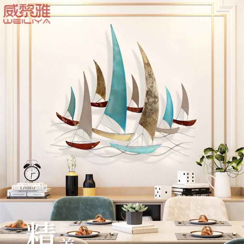 立体墙面装饰品艺船壁饰墙饰铁海帆洋主题餐厅客墙厅酒WLY-0622店