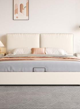 欧亚皇巢卧室挡27002豆款腐块床新高双人床奶油风婚储床物皮艺床
