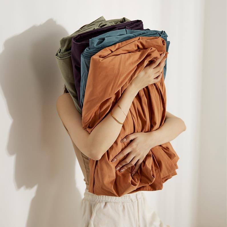 00长纯棉绒棉磨毛被套单件秋1冬加厚床笠全棉被罩纯ell0618色s床