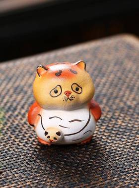 宜兴紫茶宠砂呆CCDH361萌熊创意手摆件精品可养桃墩猫墩小萌虎纯