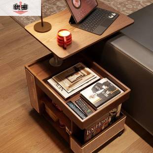 木茶几家小户型沙发边柜移功动用客厅小推车实旋EIN转多能巴士